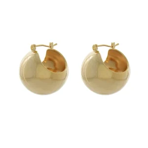 Detalhes do produto Brinco em formato de esfera com superfície arredondada lisa (oco por dentro), banhado em Ouro 18k. Brinco Altura: 2,4cm Espessura: 0,1cm