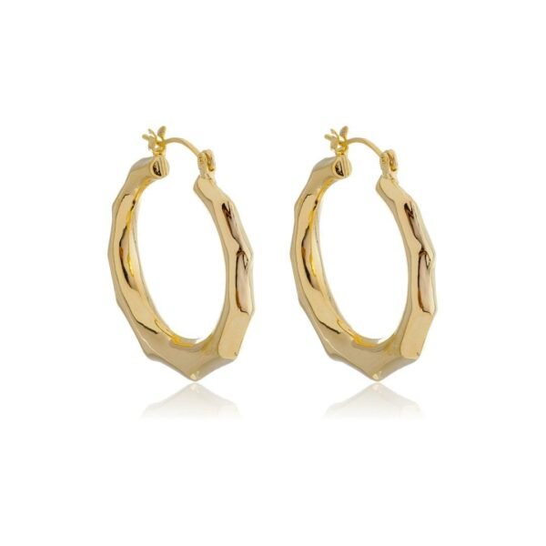 Detalhes do produto Brinco Argola Confeccionado em Banho de Ouro Amarelo 18K e Finalização em Verniz Diamond. Brinco Altura: 3cm Largura: 0,4cm Espessura: 0,4cm