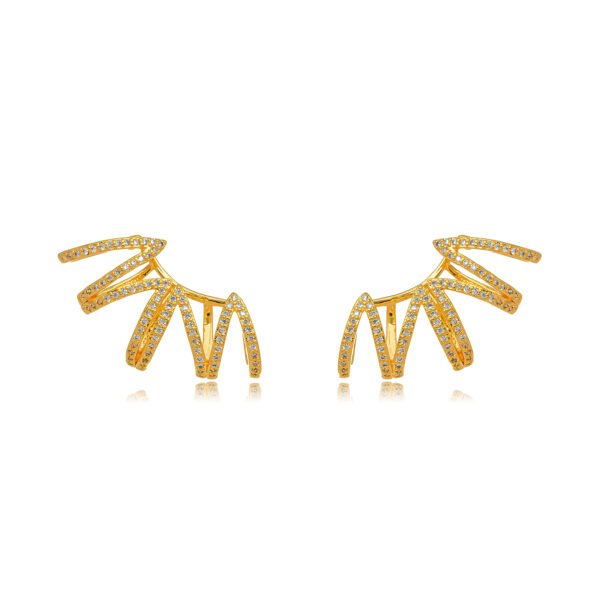 Detalhes do produto Piercing Duplo Fileiras Micro Zircônia Confeccionado em Banho de Ouro Amarelo 18K. Altura: 2,6cm Largura: 1,4cm Espessura: 4mm