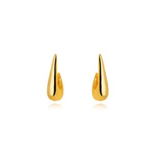 Brinco Ear Hook Liso Confeccionado em Banho de Ouro Amarelo 18K.