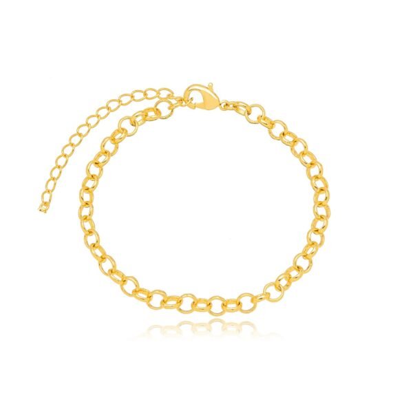 Pulseira Elo Português Liso Confeccionado em Banho de Ouro Amarelo de 18K.