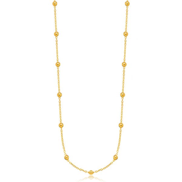 Detalhes do produto Colar Bolas Confeccionado em Banho de Ouro Amarelo 18K. Colar Comprimento: 71 cm com extensor Fecho: Lagosta Espessura – 0,5cm