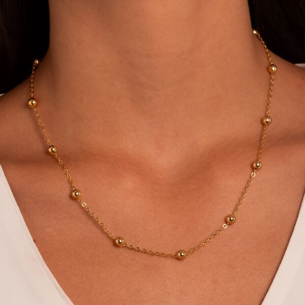 Colar Bolas Confeccionado em Banho de Ouro Amarelo 18K.