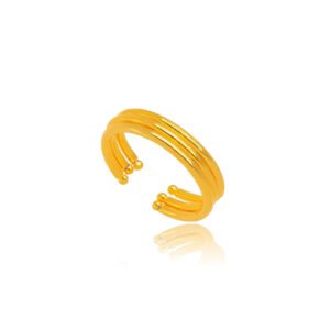 Anel Liso Confeccionado em Banho de Ouro Amarelo 18K. Anel Altura: 0,2cm Largura: 0,2cm Altura: 0,1cm