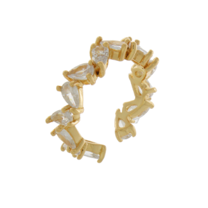 Anel Com Pedras de Zircõnias Confeccionado em Banho de Ouro Amarelo 18k. Anel Largura: 0,5cm Largura: 0,1cm Pedra: Zircônia
