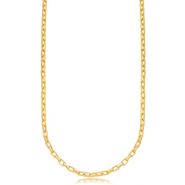 Colar Elos Lisos Confeccionado em Banho de Ouro Amarelo de 18K. Colar Comprimento: 55cm com extensor Fecho: Lagosta