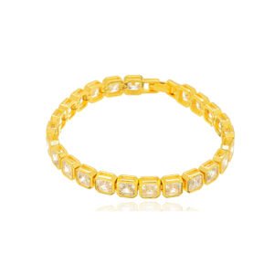 Pulseira Riviera Quadrados Dourada