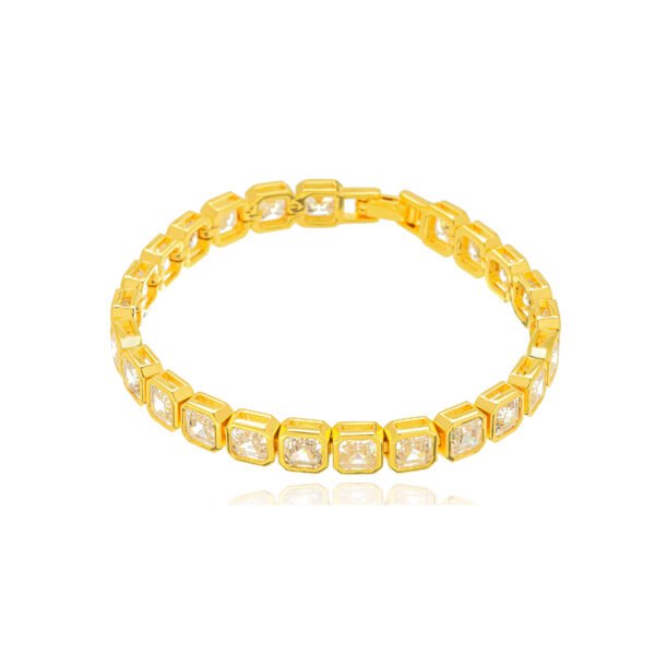 Pulseira Riviera Quadrados Dourada