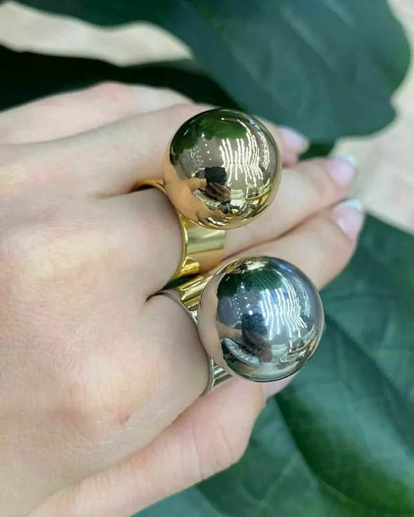 Anel Esfera Maxi Ródio Branco - Imagem 3