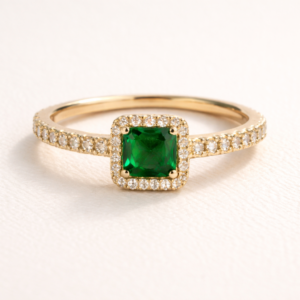 O Anel Quadrado com a Pedra Esmeralda cravejado com Zircônias, com banho em Outo 18k é a escolha perfeita para quem busca elegância, brilho e sofisticação em uma única peça. Com design clássico e atemporal, ele apresenta um alto brilho e base cravejada com microzircônias. Perfeito para momentos especiais, pedidos marcantes ou para elevar o visual do dia a dia com elegância e propósito. Porque o brilho que vem de dentro merece ser revelado.