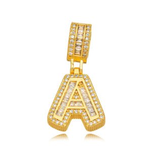 O Pingente Letra A Cravejado de Zircônias folheado em ouro 18k é um acessorio versátil e atemporal, que certamente se tornará um item querido em sua coleção. Seja para presentear alguém especial ou para se presentear, essa joia é uma escolha encantadora que certamente irá impressionar.