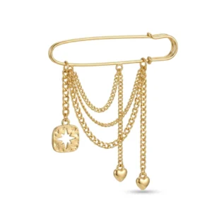 Charmoso e sofisticado, o Broche Alfinete Coração Correntes Estrela Dourado combina brilho e elegância em um design moderno e delicado. Com destaque elegantes, a peça transmite personalidade e um toque fashion ao visual.